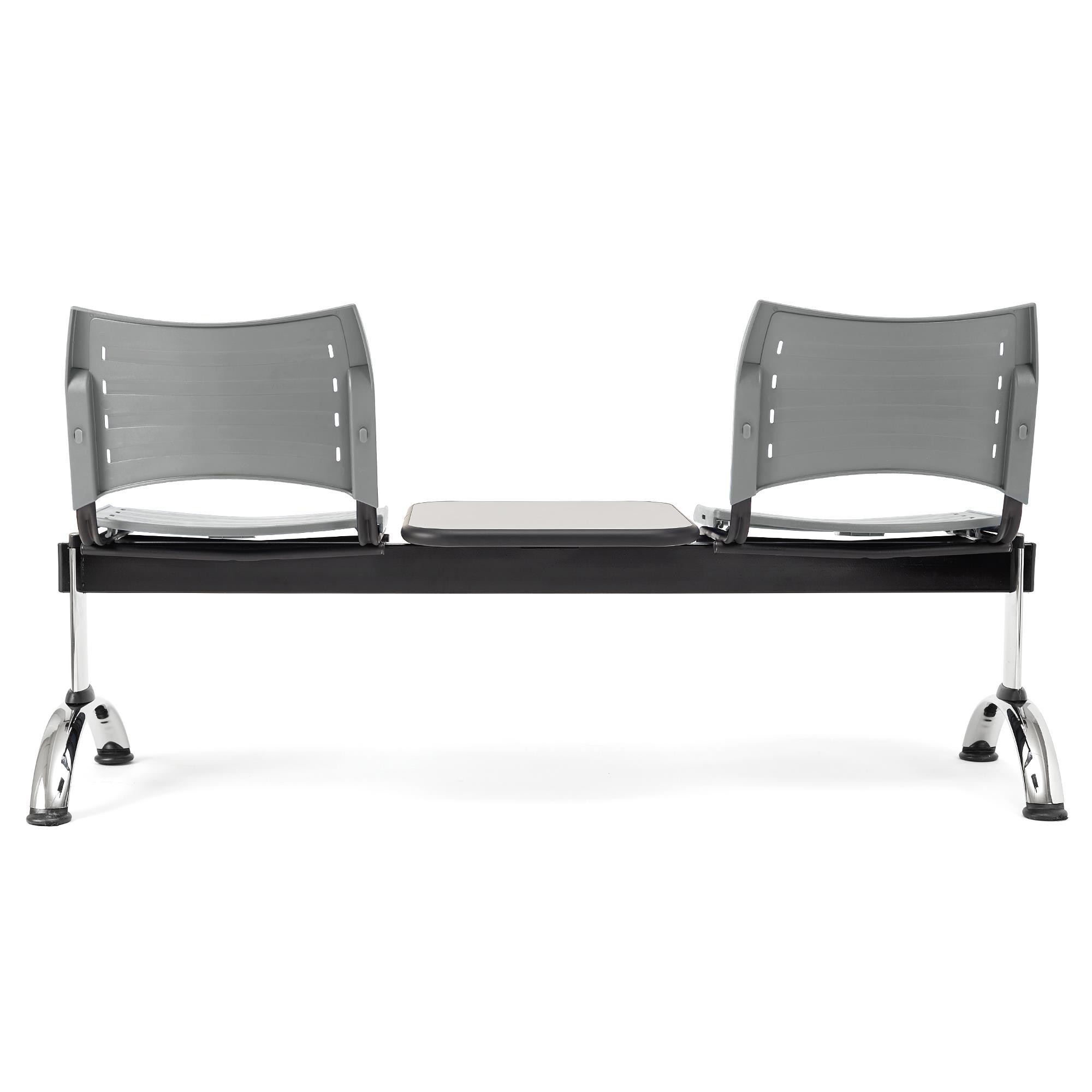 Bancada para Sala de Espera 2 Asientos y Mesa ELVA, Estructura Metal, en Plástico Negro