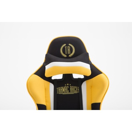 Silla gaming JEMEX TELA, reclinable, con cojines, en color negro/amarillo