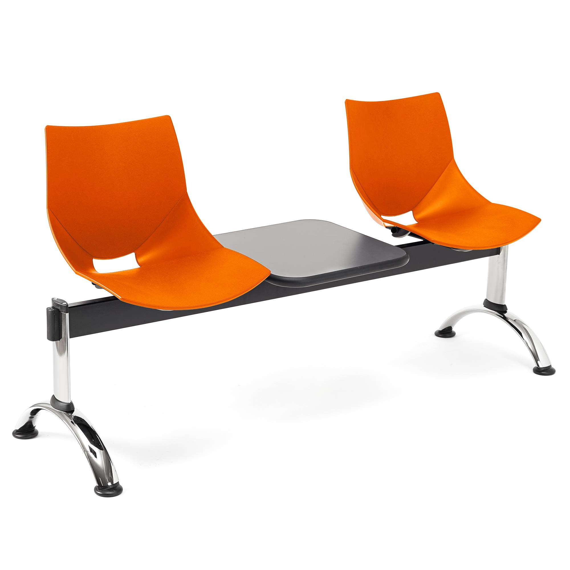 Bancada 2 Asientos y Mesa AMIR, Estructura Metal, en Plástico Negro