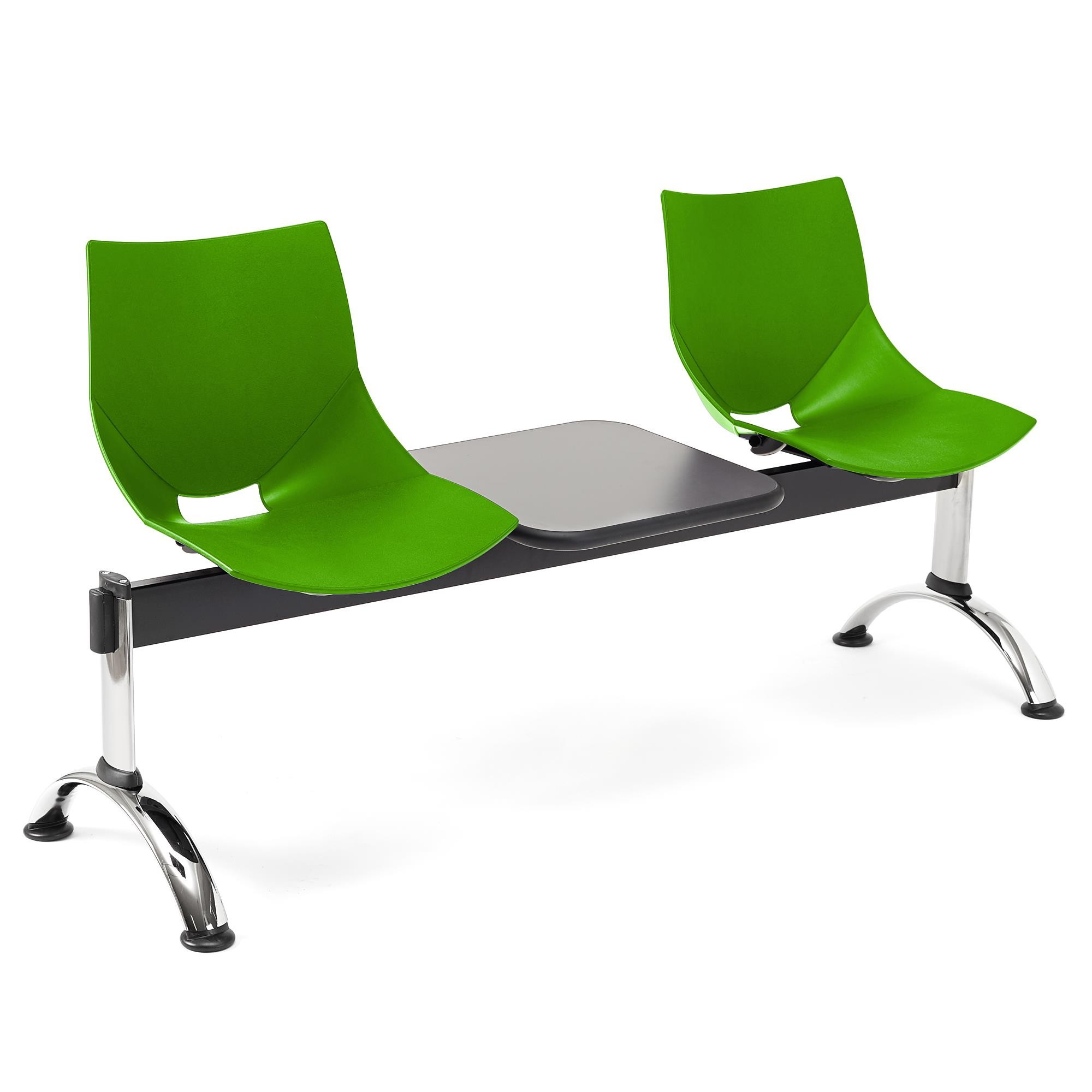 Bancada 2 Asientos y Mesa AMIR, Estructura Metal, en Plástico Negro