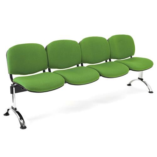 Bancada 4 Asientos MOBY BASE, Estructura Metal, Gran Acolchado, Tela Negro