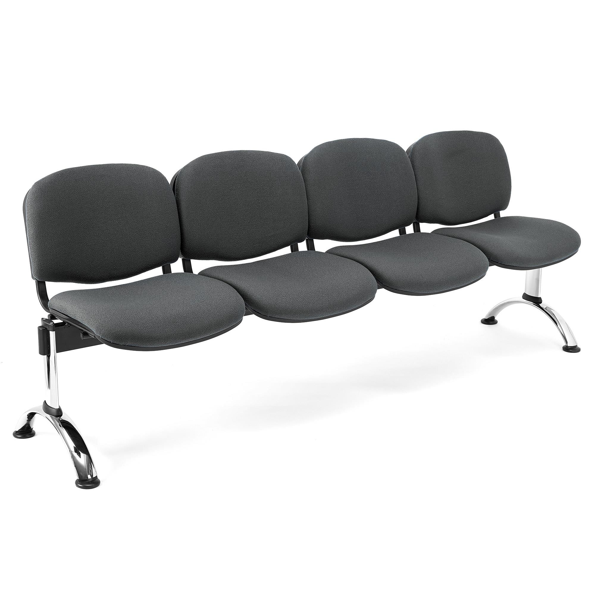 Bancada 4 Asientos MOBY BASE, Estructura Metal, Gran Acolchado, Tela Negro