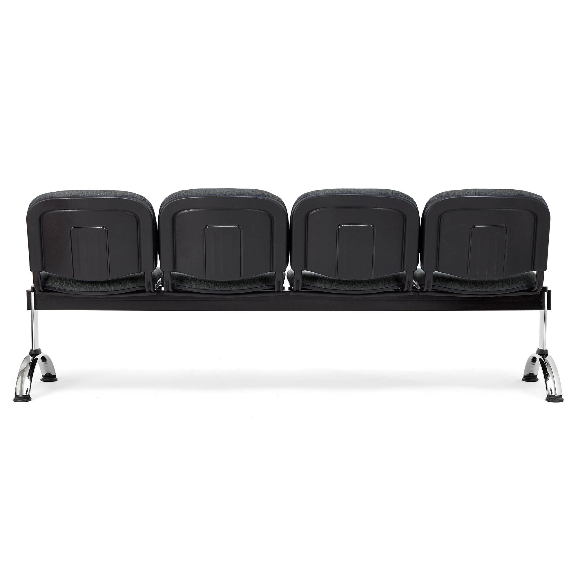 Bancada 4 Asientos MOBY BASE, Estructura Metal, Gran Acolchado, Tela Negro