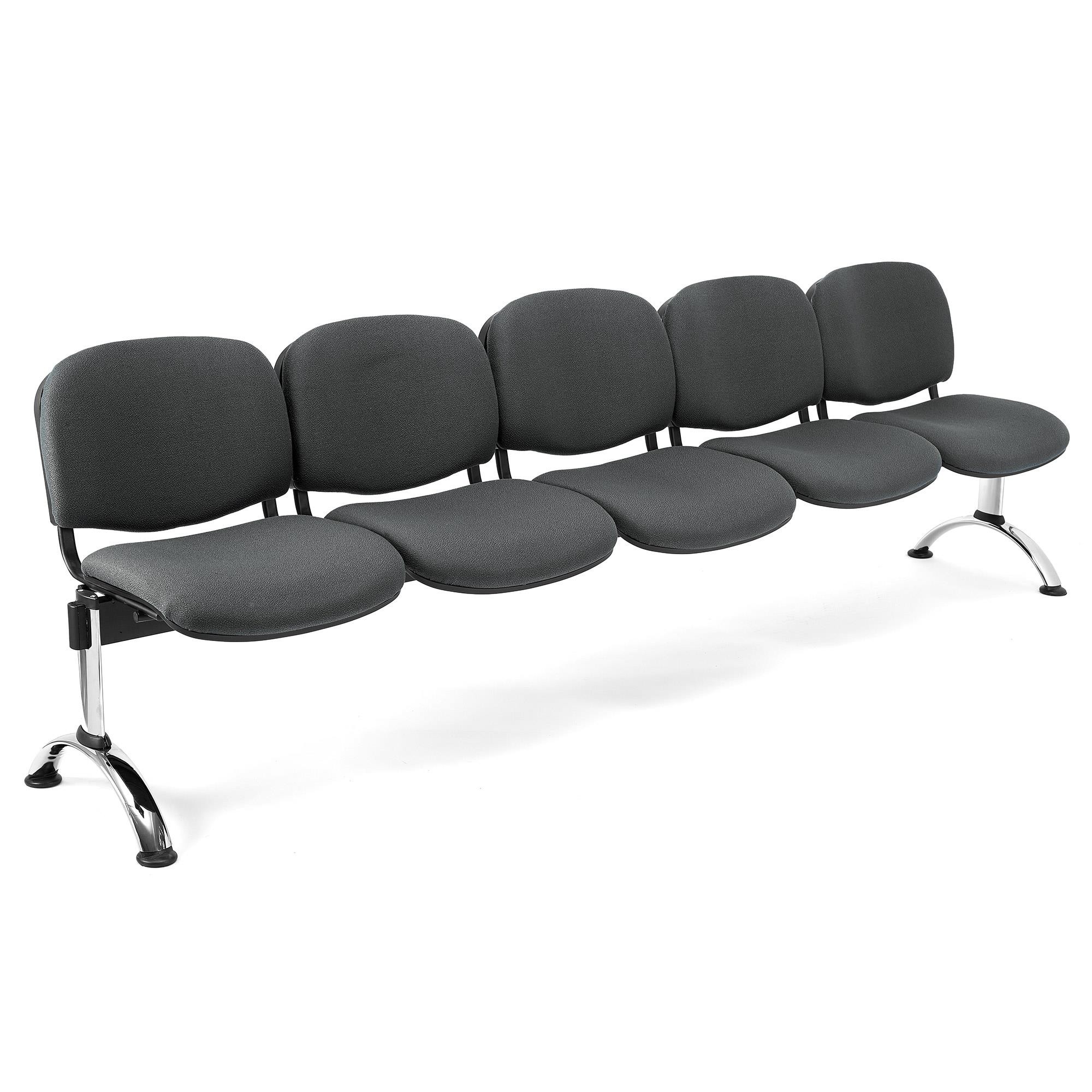 Bancada 5 Asientos MOBY BASE, Estructura Metal, Gran Acolchado, Tela Negro