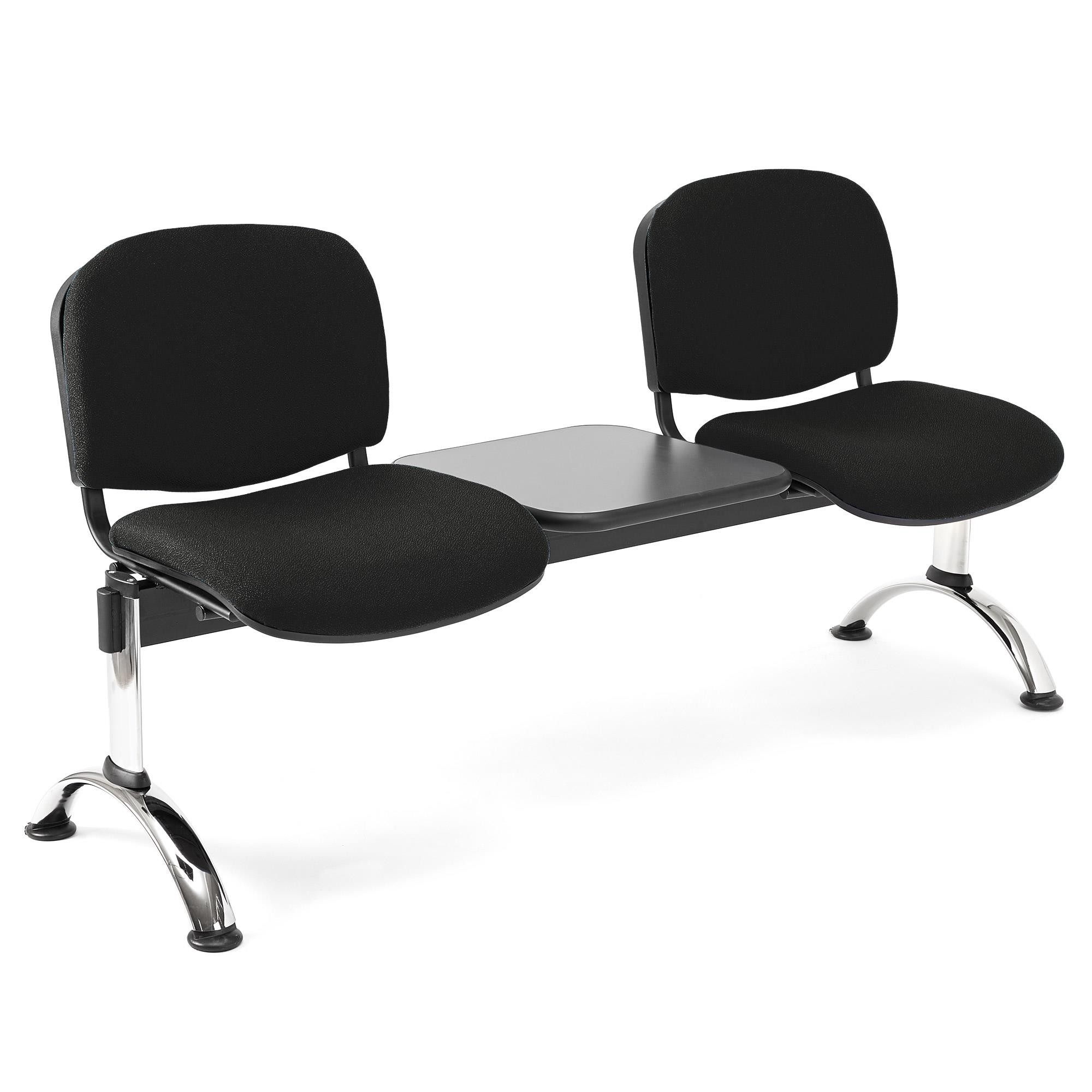 Bancada 2 Asientos y Mesa MOBY BASE, Estructura Metal, Gran Acolchado, Tela Negro