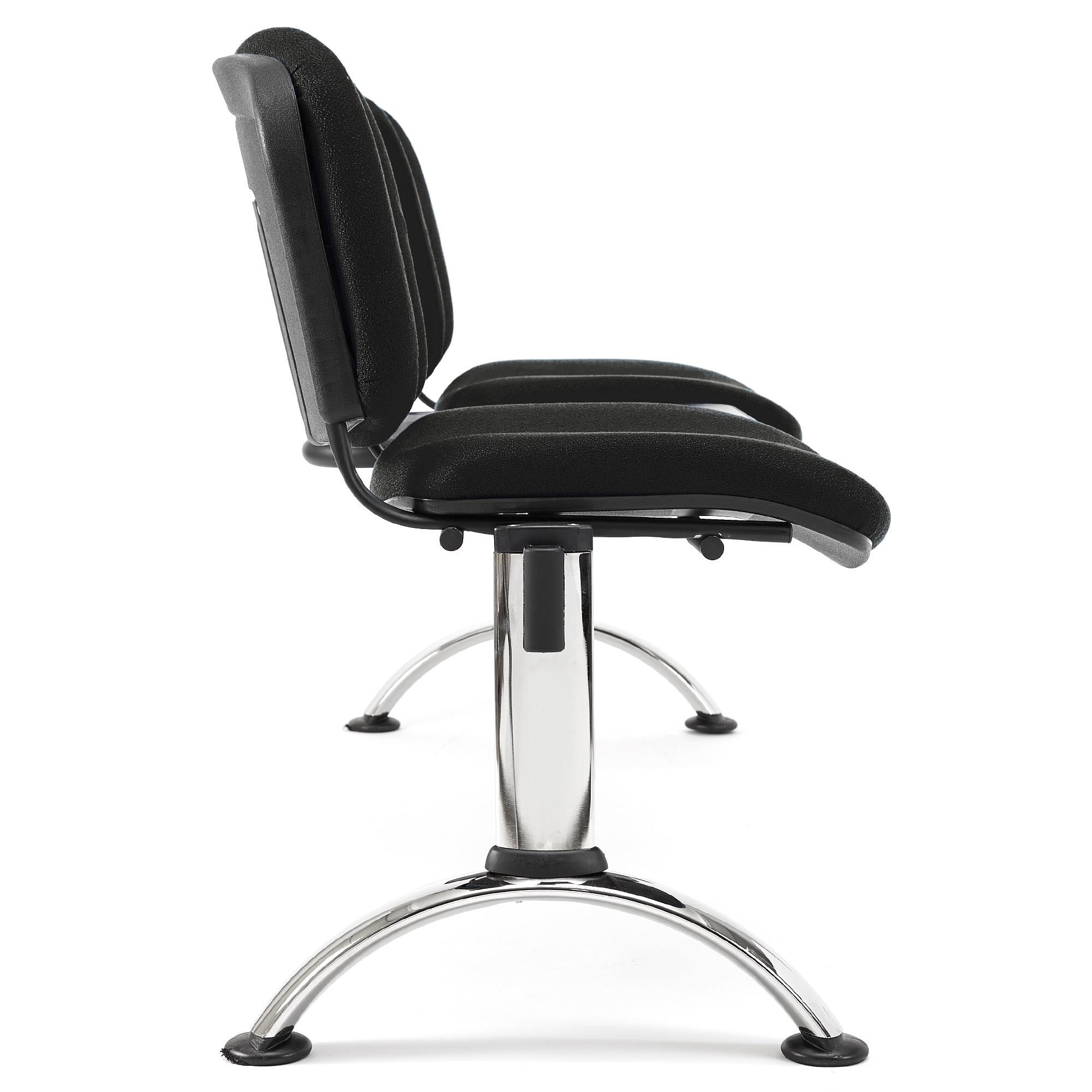Bancada 2 Asientos y Mesa MOBY BASE, Estructura Metal, Gran Acolchado, Tela Negro