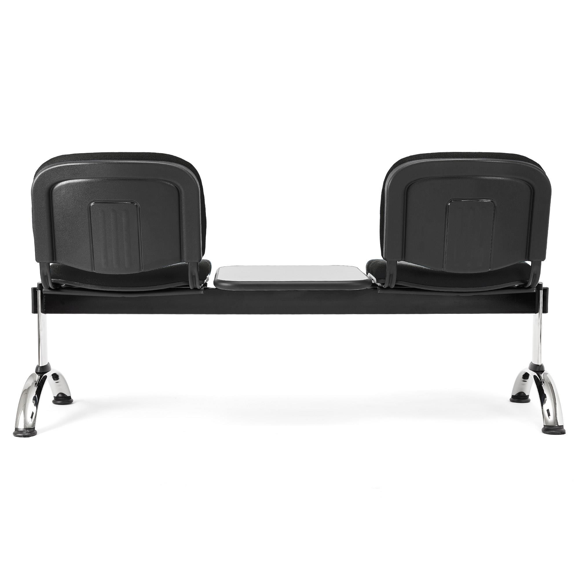 Bancada 2 Asientos y Mesa MOBY BASE, Estructura Metal, Gran Acolchado, Tela Negro