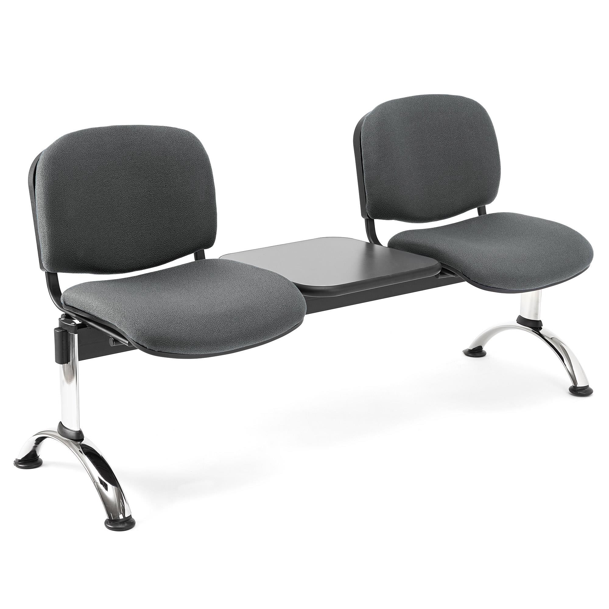 Bancada 2 Asientos y Mesa MOBY BASE, Estructura Metal, Gran Acolchado, Tela Negro