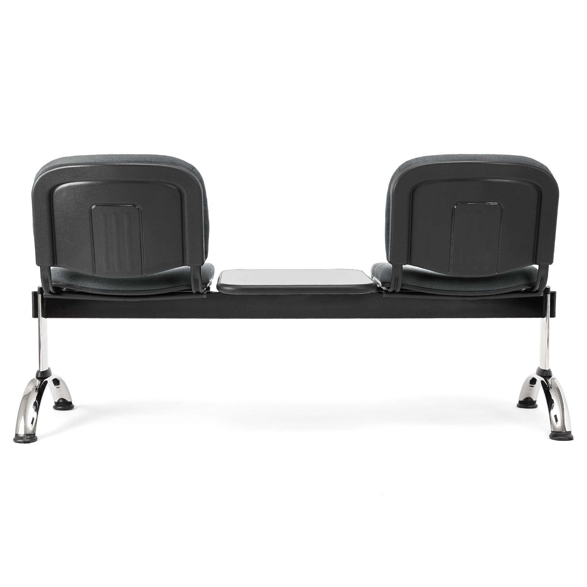 Bancada 2 Asientos y Mesa MOBY BASE, Estructura Metal, Gran Acolchado, Tela Negro