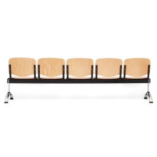 Bancada para recepción 5 asientos MOBY BASE, madera haya 2