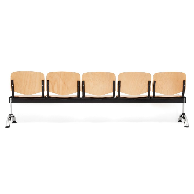 Bancada para recepción 5 asientos MOBY BASE, madera haya