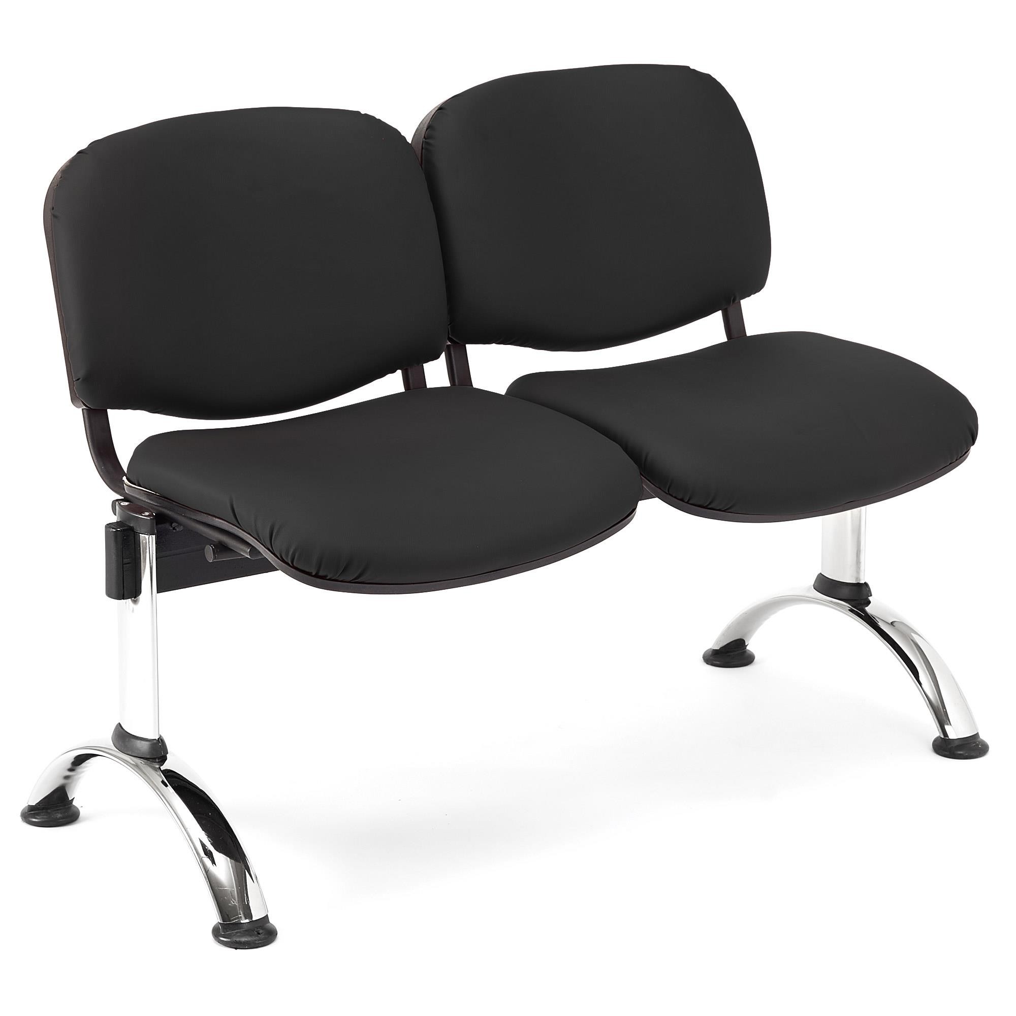 Bancada 2 Asientos MOBY PIEL, Estructura Metal, Gran Acolchado, Negro