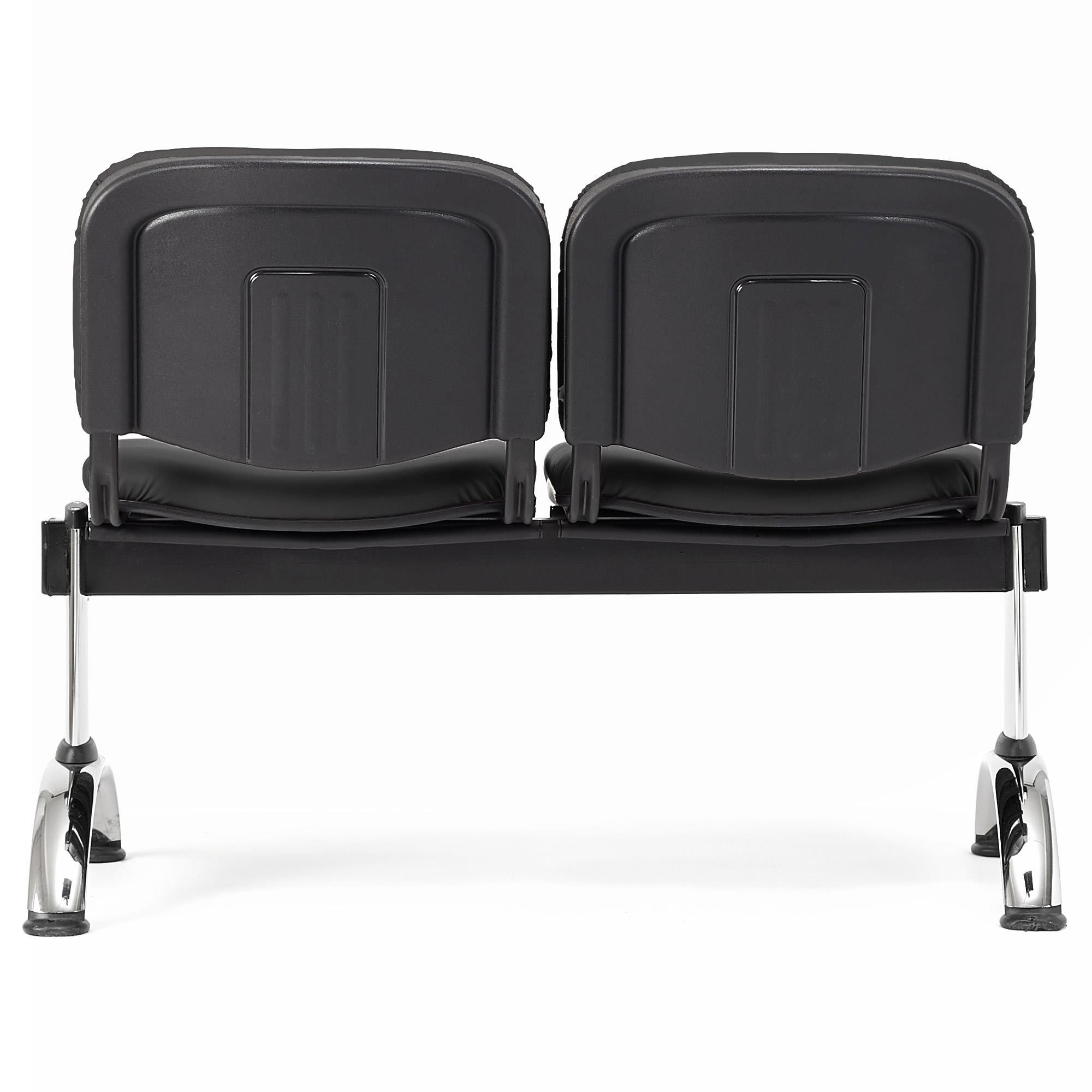 Bancada 2 Asientos MOBY PIEL, Estructura Metal, Gran Acolchado, Negro