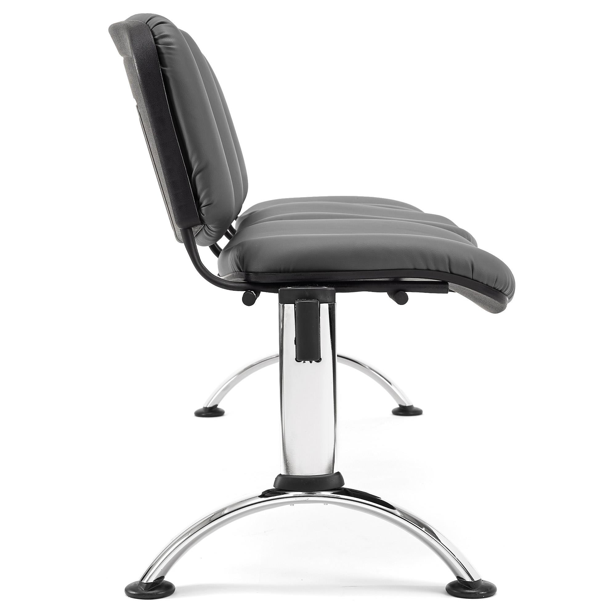 Bancada 3 Asientos MOBY PIEL, Estructura Metal, Gran Acolchado, Negro