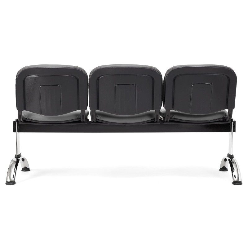 Bancada para recepción 3 asientos MOBY PIEL, negro