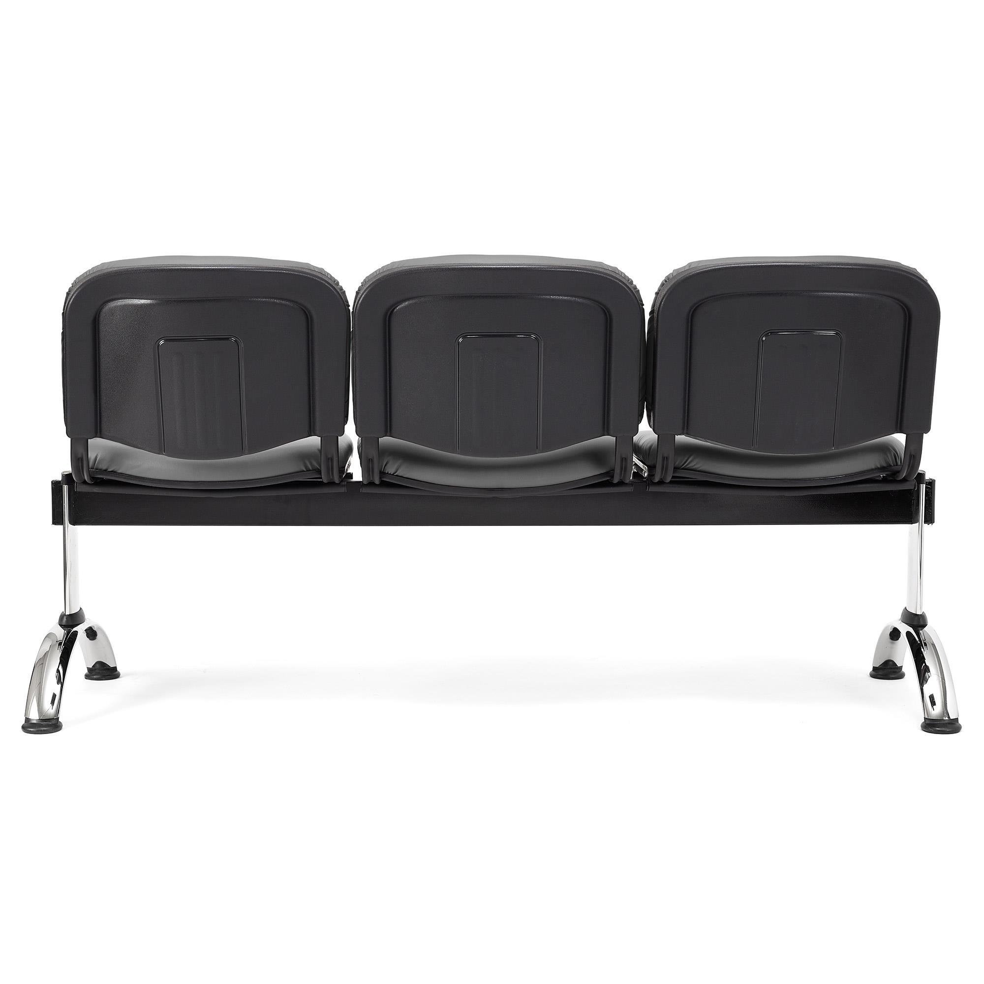 Bancada 3 Asientos MOBY PIEL, Estructura Metal, Gran Acolchado, Negro