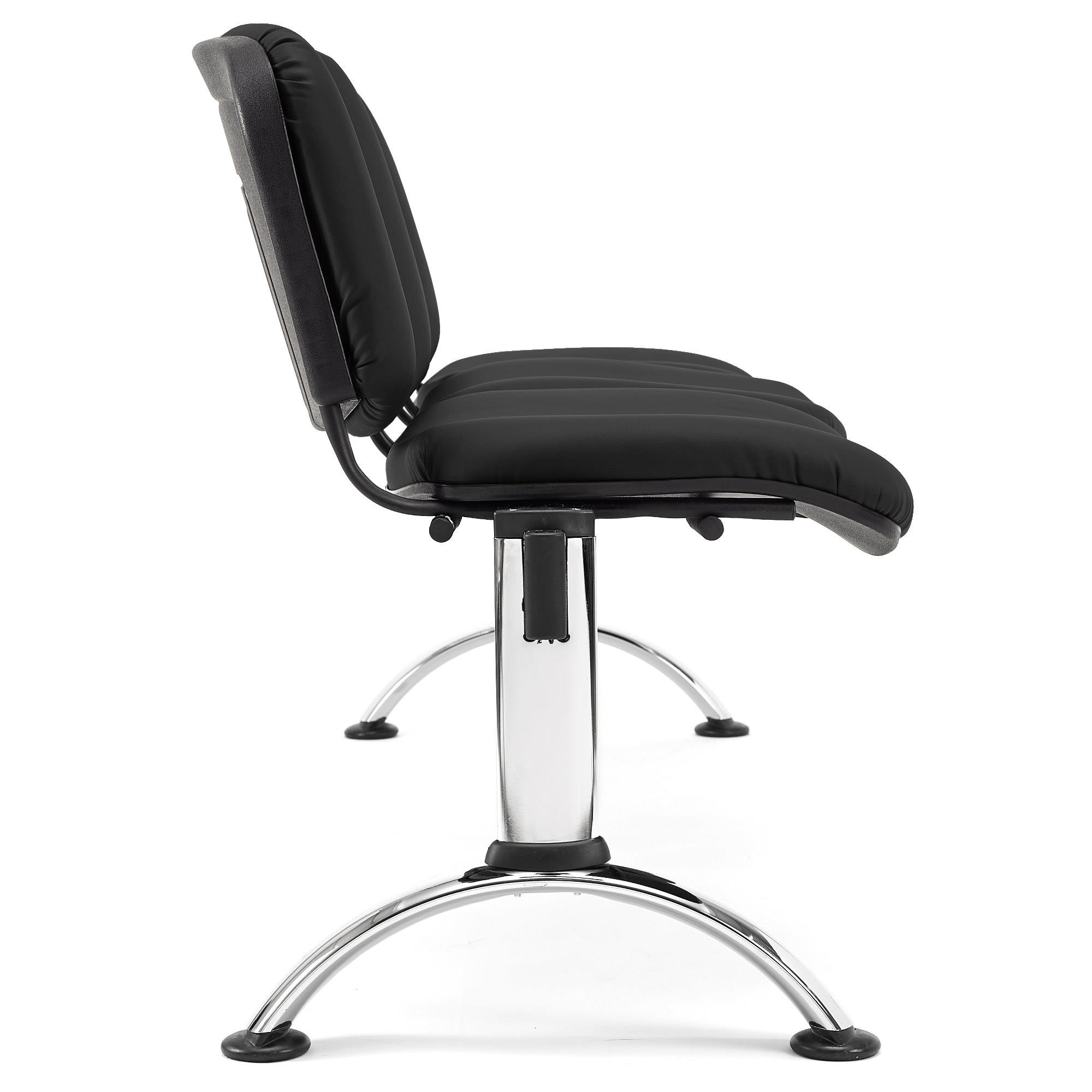 Bancada 3 Asientos MOBY PIEL, Estructura Metal, Gran Acolchado, Negro