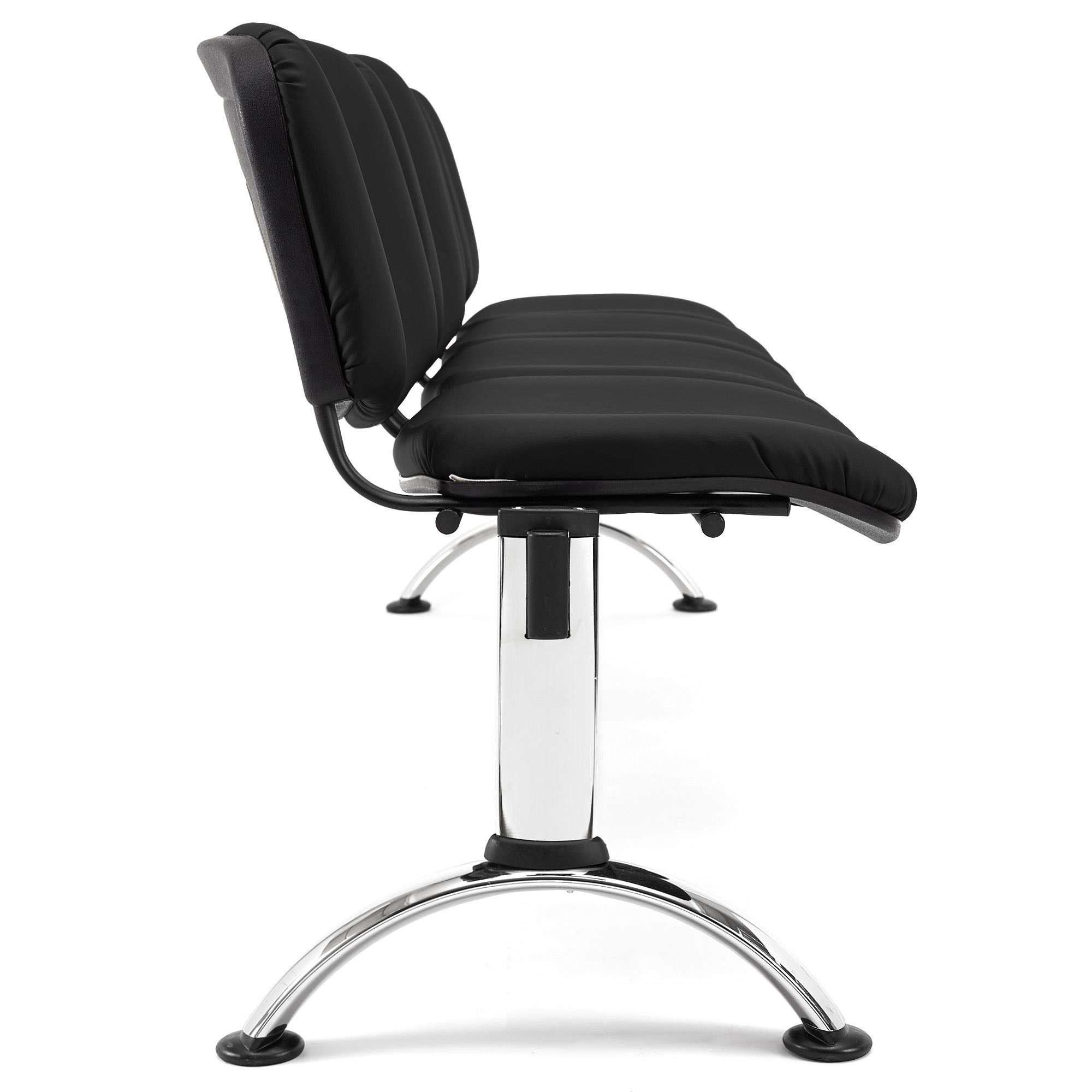 Bancada 4 Asientos MOBY PIEL, Estructura Metal, Gran Acolchado, Negro
