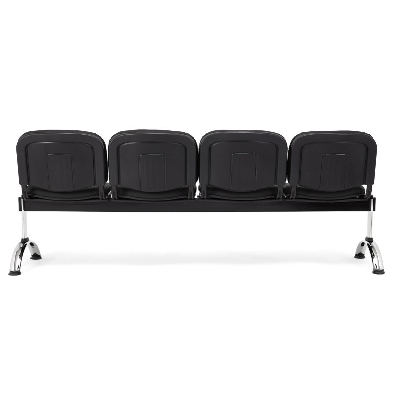 Bancada para recepción 4 asientos MOBY PIEL, negro