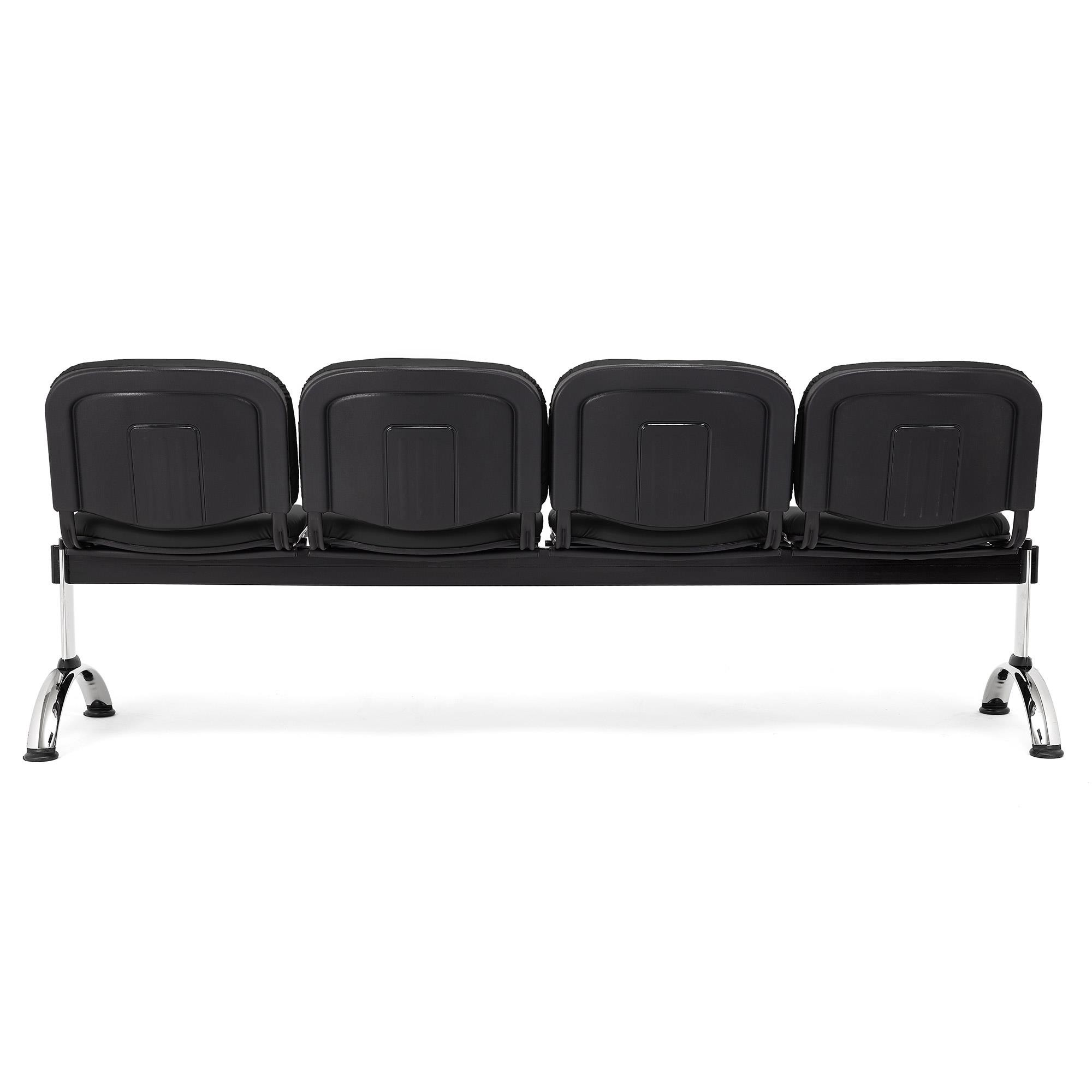 Bancada 4 Asientos MOBY PIEL, Estructura Metal, Gran Acolchado, Negro