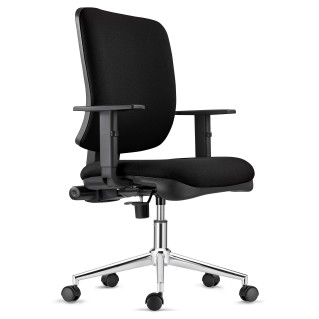 Silla Ergonómica DIEGO en Tela color Negro con Base Metálica