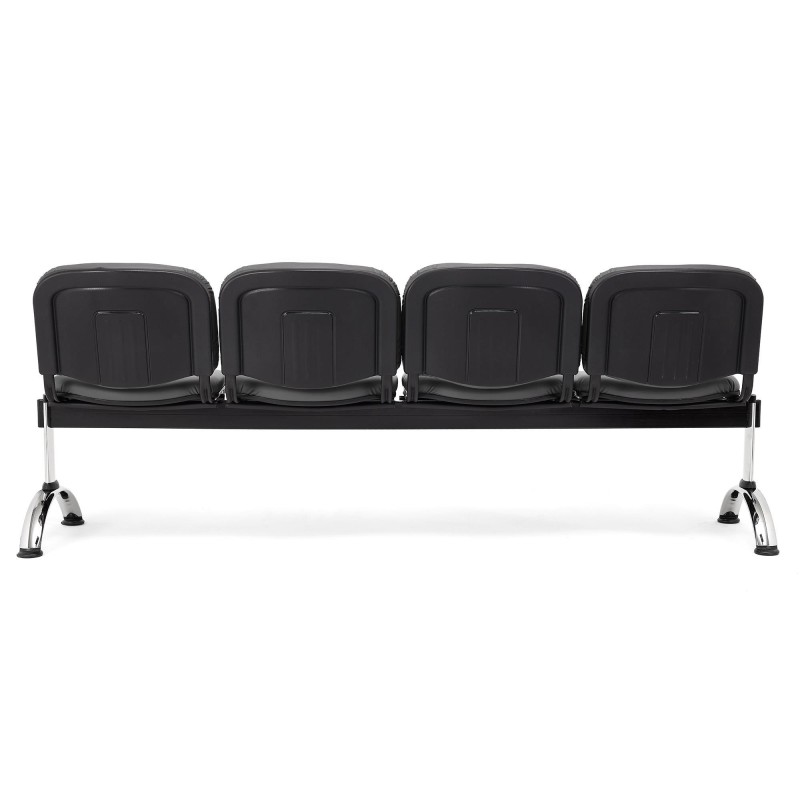 Bancada para recepción 4 asientos MOBY PIEL, negro