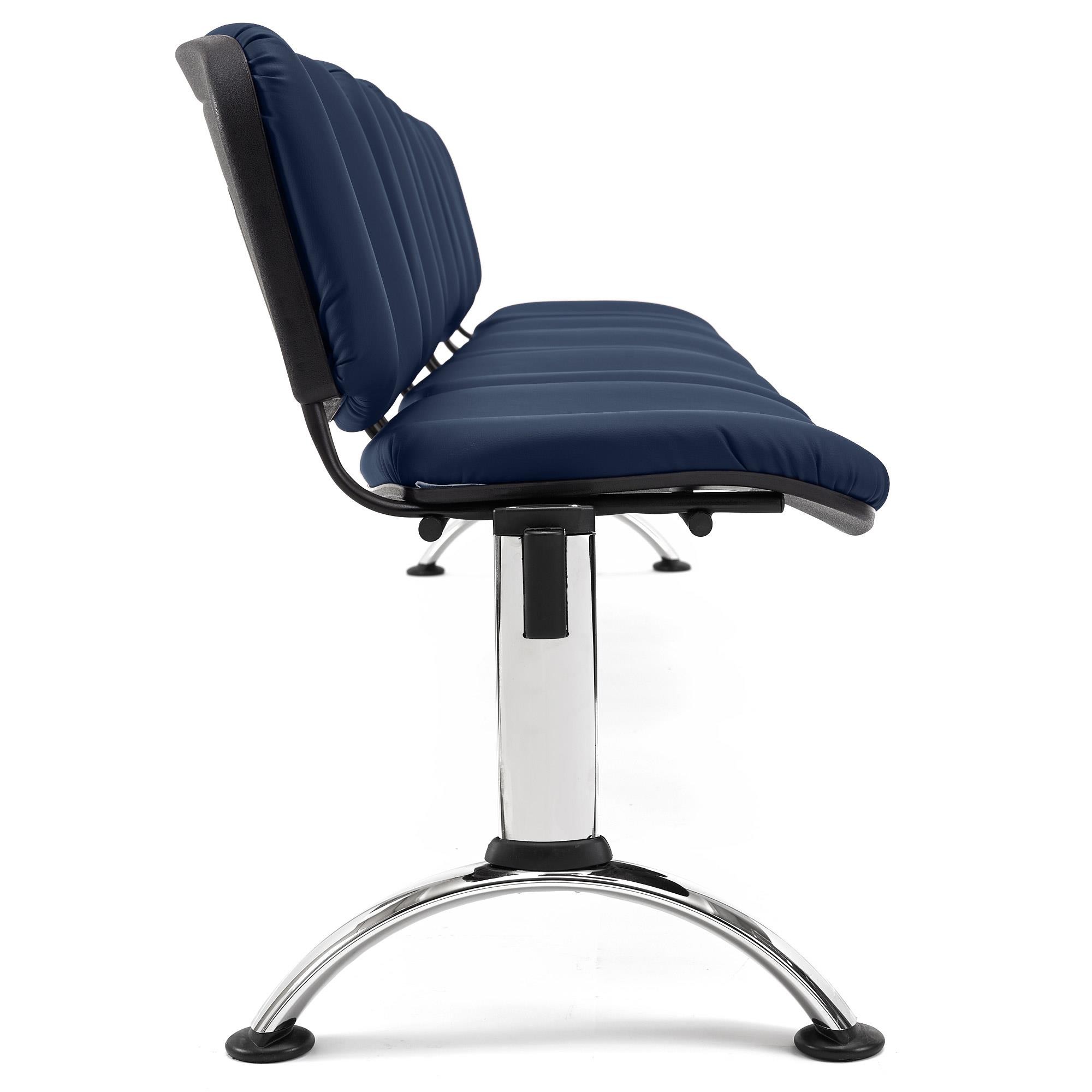 Bancada 5 Asientos MOBY PIEL, Estructura Metal, Gran Acolchado, Negro
