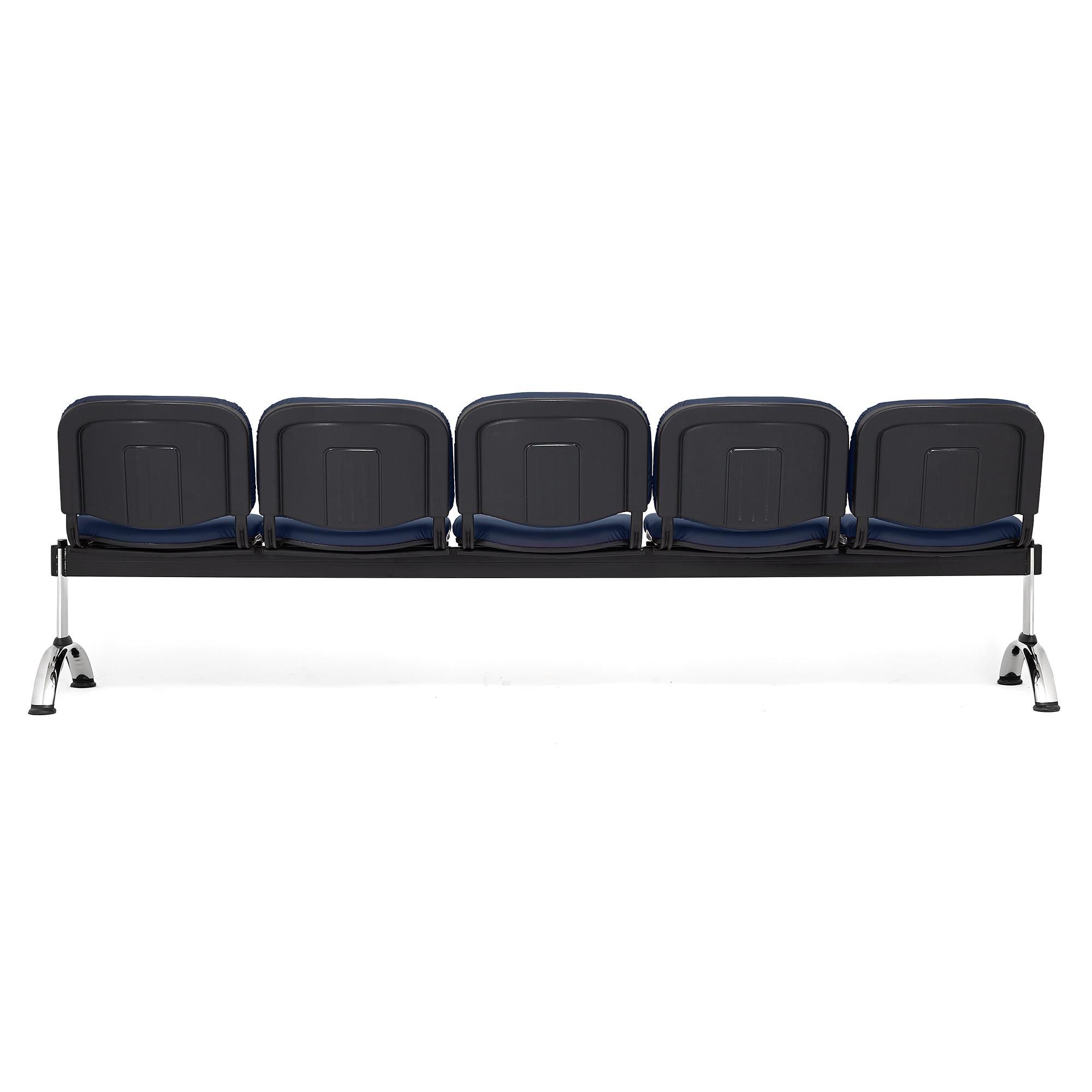 Bancada 5 Asientos MOBY PIEL, Estructura Metal, Gran Acolchado, Negro