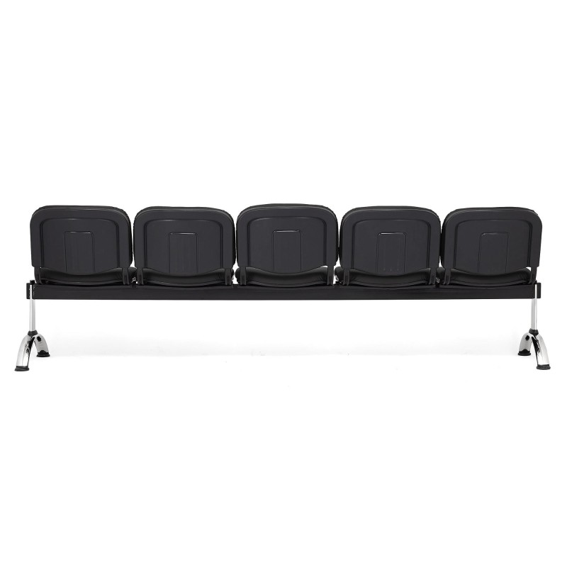 Bancada para recepción 5 asientos MOBY PIEL, negro