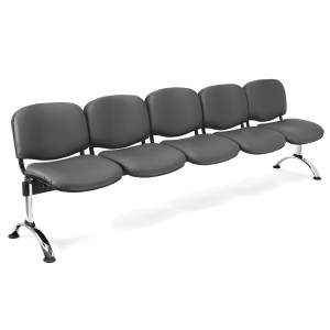Bancada para recepción 5 asientos MOBY PIEL, negro