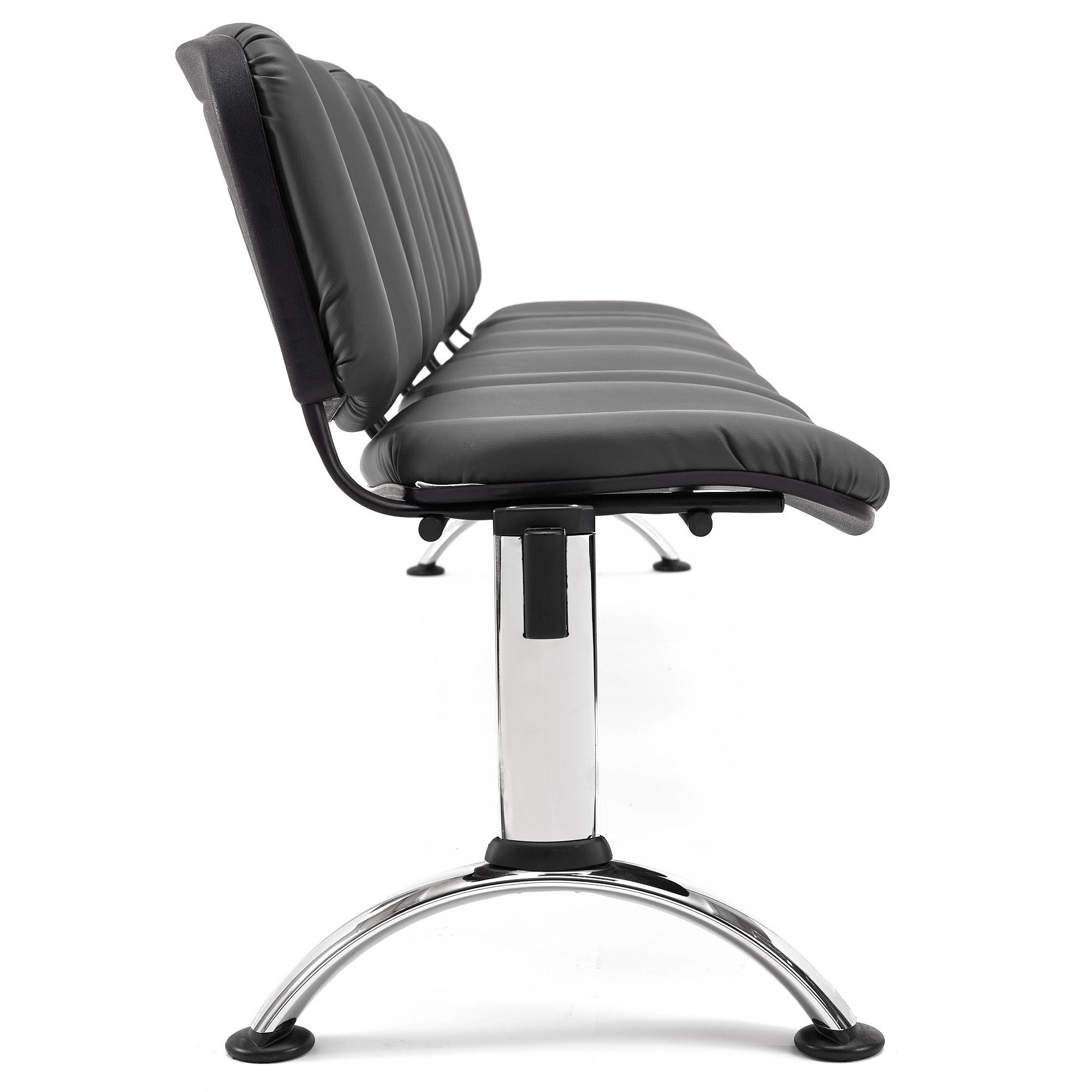 Bancada 5 Asientos MOBY PIEL, Estructura Metal, Gran Acolchado, Negro