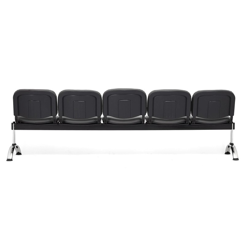 Bancada para recepción 5 asientos MOBY PIEL, negro