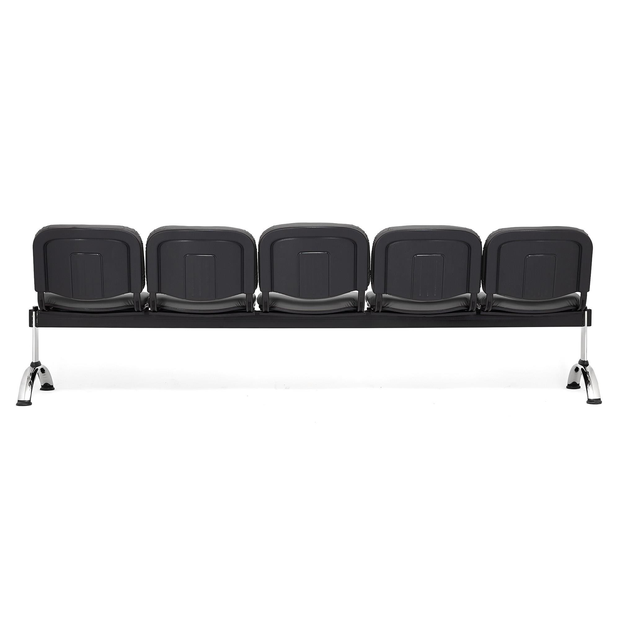 Bancada 5 Asientos MOBY PIEL, Estructura Metal, Gran Acolchado, Negro