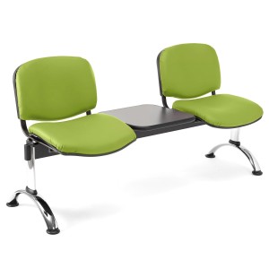 Bancada para recepción 2 asientos y mesa MOBY PIEL, negro