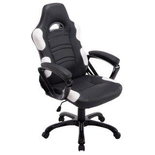 Silla Gaming AUKE en Piel color Negro/Blanco