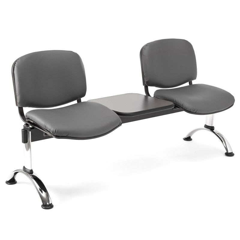 Bancada para recepción 2 asientos y mesa MOBY PIEL, negro