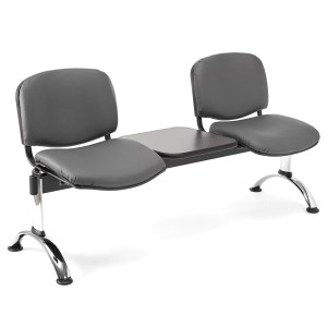 Bancada para recepción 2 asientos y mesa MOBY PIEL, negro