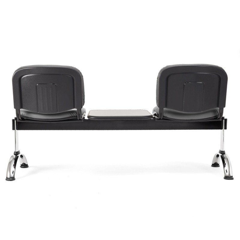 Bancada para recepción 2 asientos y mesa MOBY PIEL, negro
