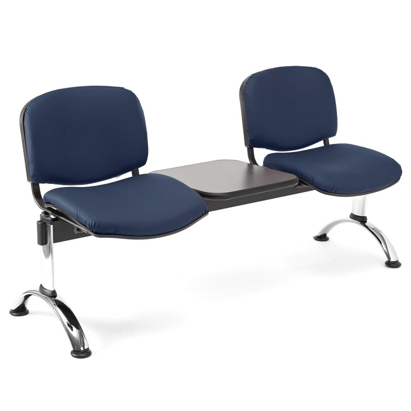 Bancada para recepción 2 asientos y mesa MOBY PIEL, negro