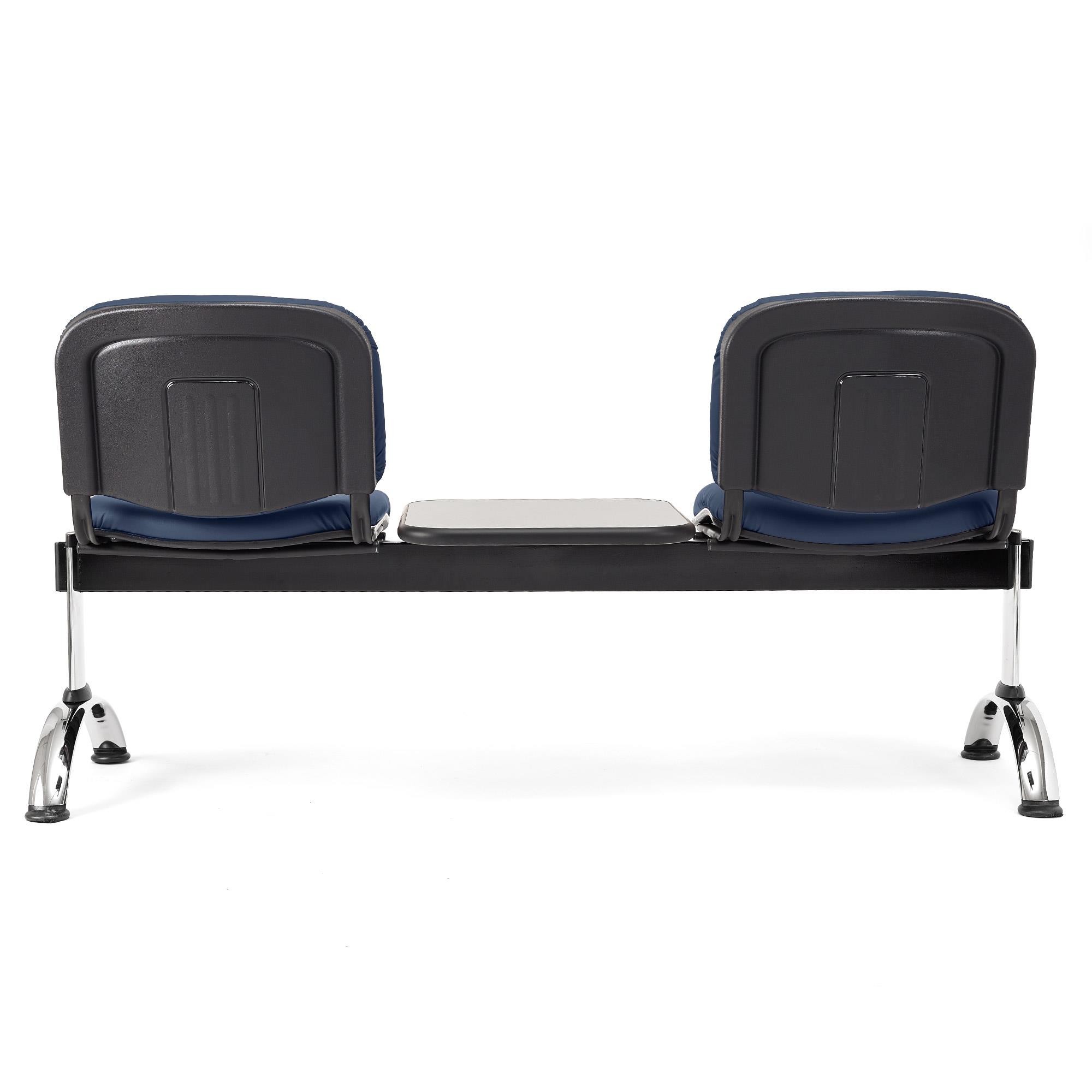 Bancada 2 Asientos y Mesa MOBY PIEL, Estructura Metal, Gran Acolchado, Negro