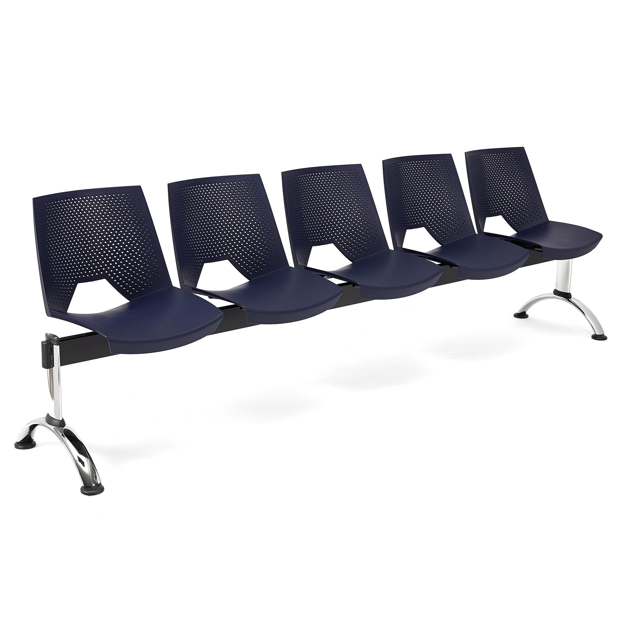 Bancada 5 Asientos ENZO, Estructura Metal, en Plástico Negro