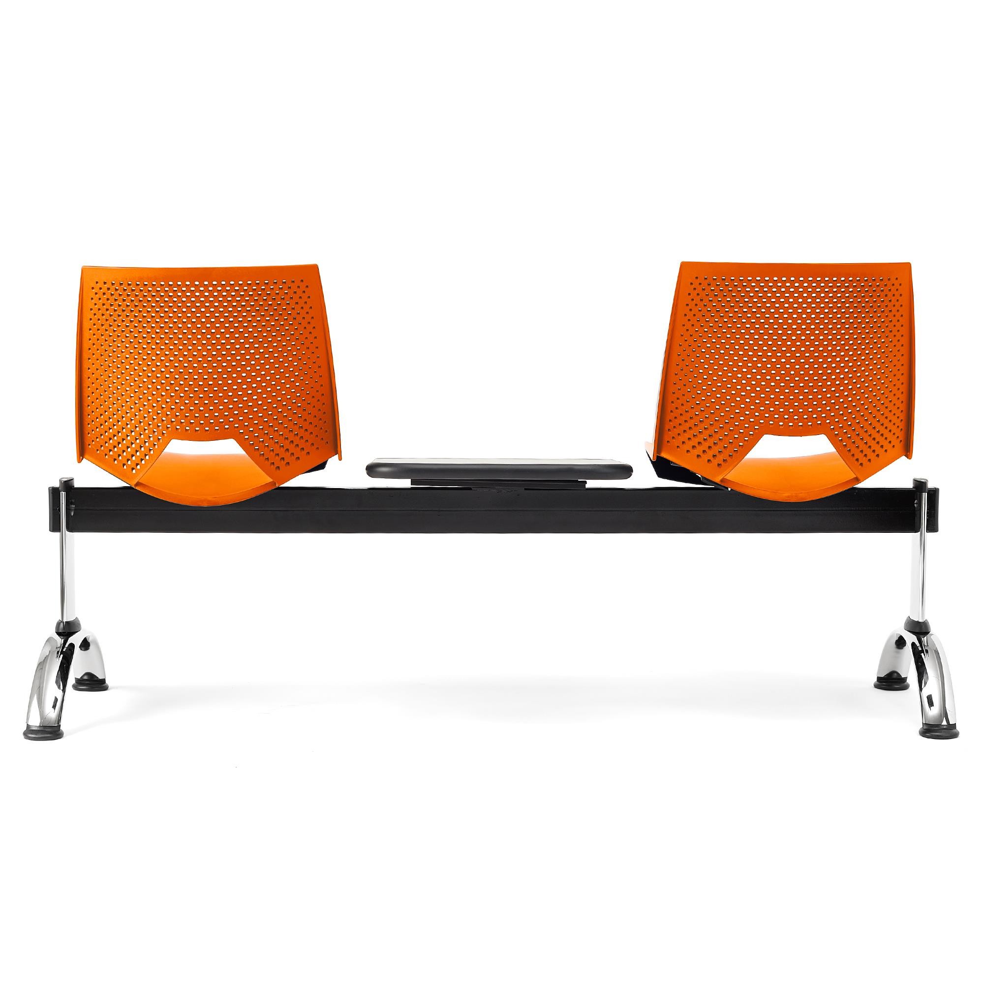 Bancada 2 Asientos y Mesa ENZO, Estructura Metal, en Plástico Negro