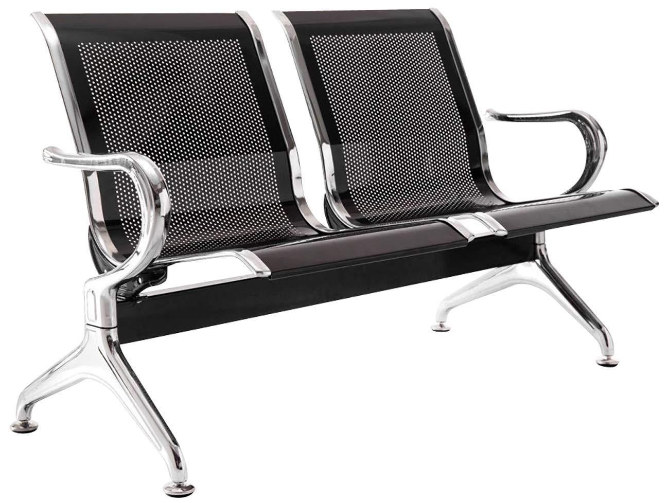 Bancada 2 Asientos AUREA, Estructura Metal, Asiento en Metal color Negro