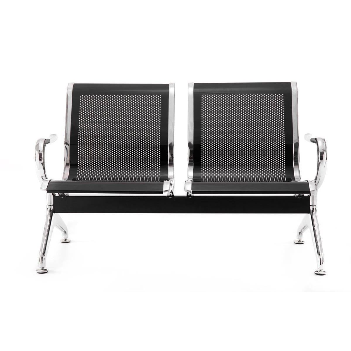 Bancada 2 Asientos AUREA, Estructura Metal, Asiento en Metal color Negro