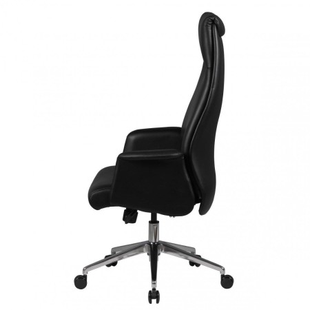 Sillón de oficina FRANKI, elegante diseño, en piel natural negra