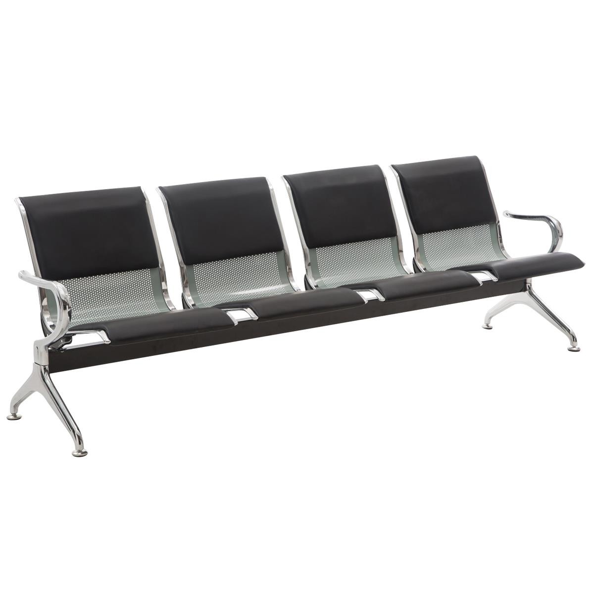 Bancada 4 Asientos AUREA, Estructura Metal, Asiento en Metal color Negro