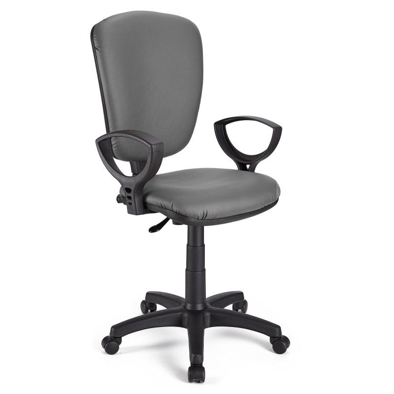 Silla de oficina CALIPSO, respaldo ajustable, en piel negro