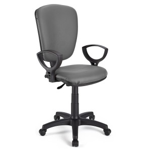 Silla de oficina CALIPSO, respaldo ajustable, en piel negro