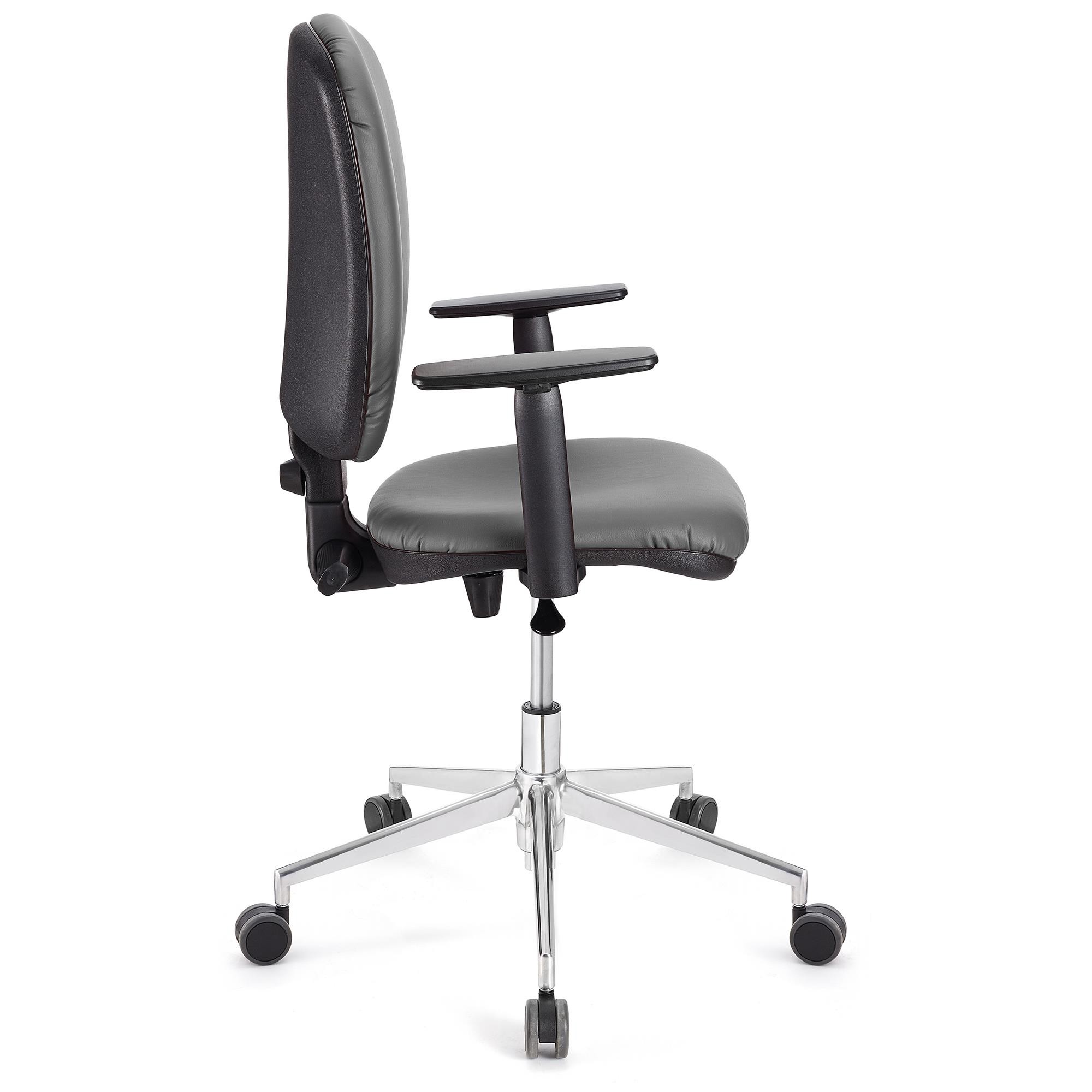 Silla de Oficina CALIPSO PRO PIEL, Respaldo y Brazos Ajustables, Base Metálica, En Negro