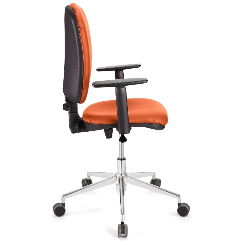 Silla de oficina CALIPSO PRO PIEL, respaldo y brazos ajustables, en negra